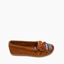MINNETONKA WOMEN'S KILTY SUEDE MOCCASIN IN ARIZONA BROWN -Cotton slippers shop 775x775 402k 2