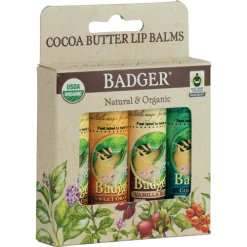 BADGER FAIR TRADE COCOA BUTTER LIP BALM 4-PACK