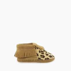 MINNETONKA INFANT RILEY BOOTIE TAUPE LEOPARD PRINT 1179