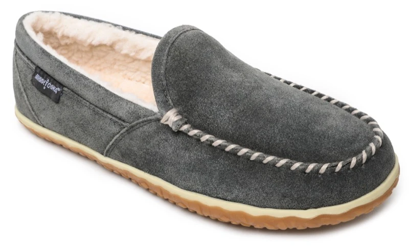 MINNETONKA MEN'S TILDEN SLIPPER MOCCASIN IN GREY 1 MINNETONKA MEN'S TILDEN SLIPPER MOCCASIN IN GREY