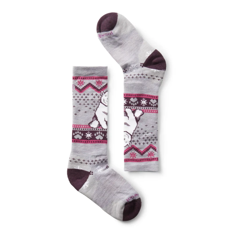 SMARTWOOL Kids' Wintersport Full Cushion Polar Bear Pattern Over The Calf Socks - Image 2