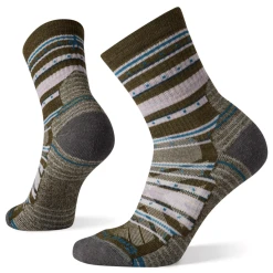SMARTWOOL WOMENS' HIKE LIGHT CUSHION STITCH STRIPE MID CREW SOCKS