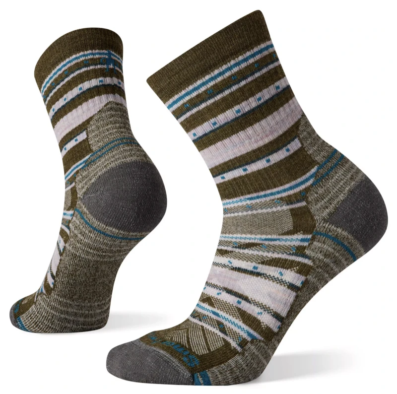 SMARTWOOL WOMENS' HIKE LIGHT CUSHION STITCH STRIPE MID CREW SOCKS